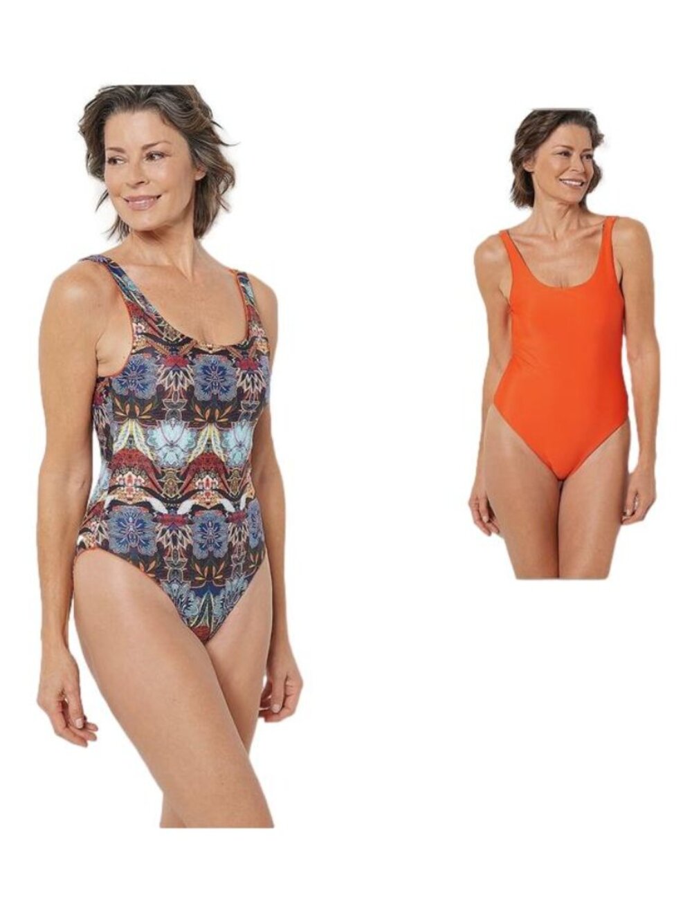 Atittudes by Renee Reversible SwimSuit Boho / Orange Spice Sz Small